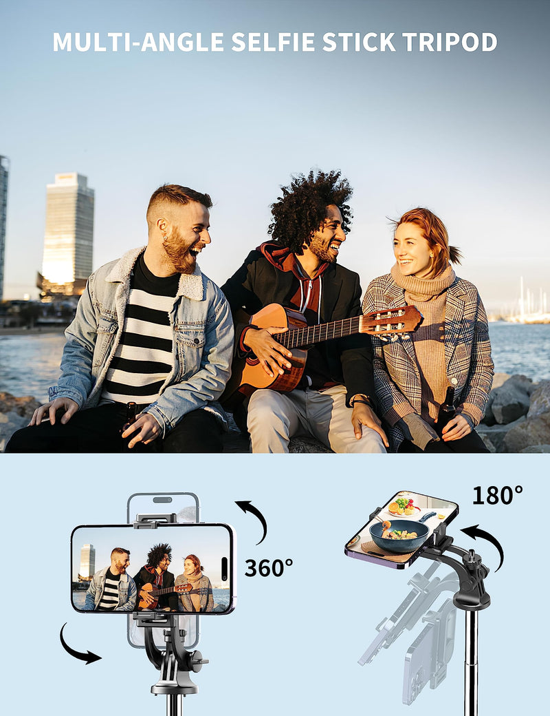 [Australia - AusPower] - 71" Phone Tripod & Selfie Stick, All in One Extendable Cell Phone Tripod with Wireless Remote, Tripod Stand for iPhone & Travel Tripod 360° Rotation Compatible with iPhone Android Phone, Camera Black 