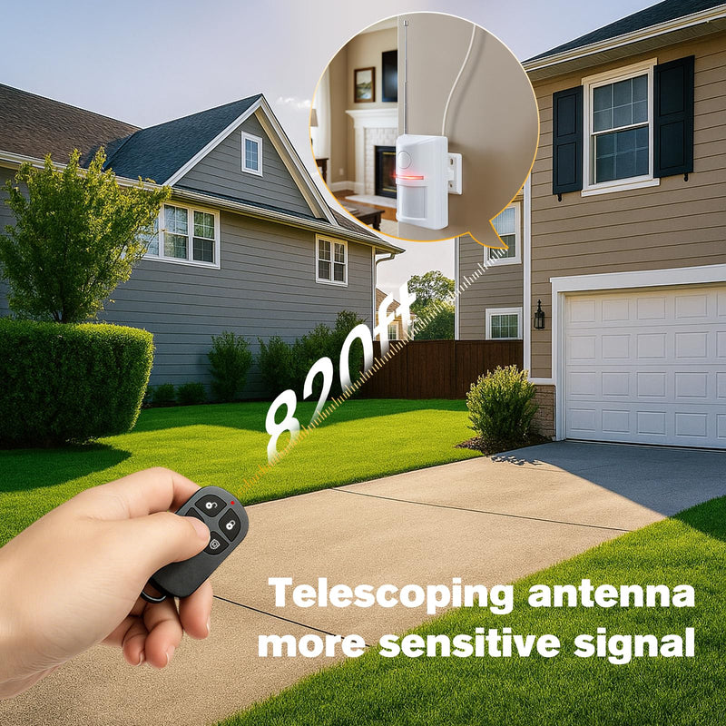 Wireless Motion Sensor Alarm & Doorbell Chime - AC Plug-in Security Alert with Remote - 90dB Infrared Detector for Business, Office & Garage (1 Motion Alarm + 1 Remote) 1 Motion Alarm + 1 Remote