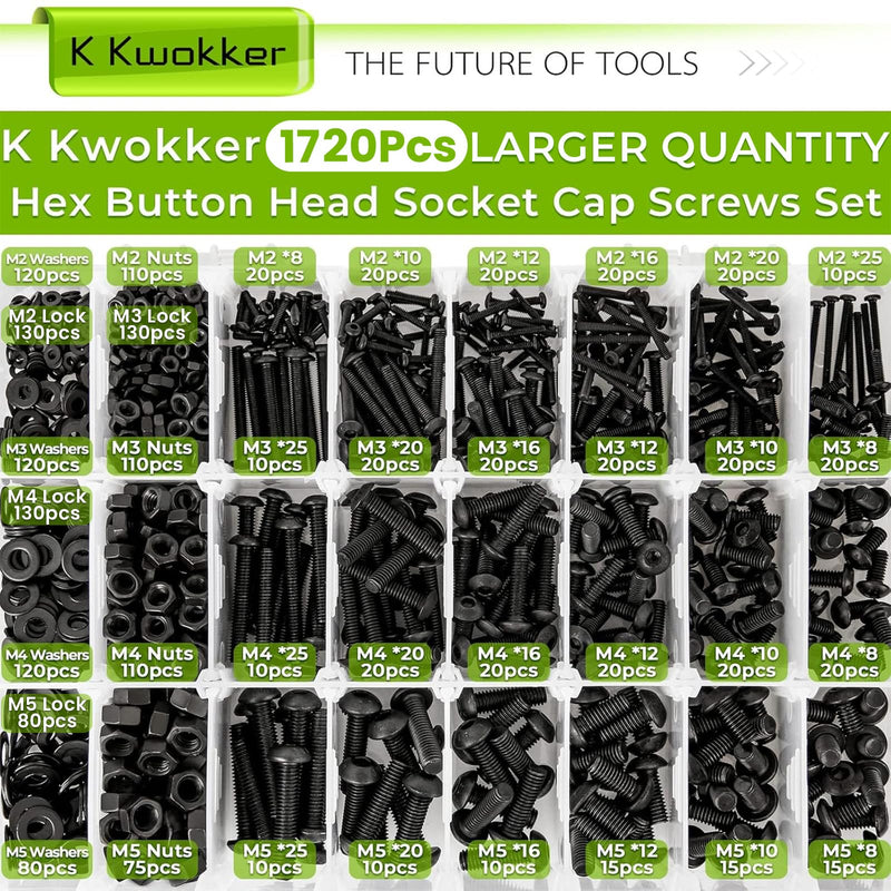 [Australia - AusPower] - #2-56#4-40#6-32#8-32#10-24 Phillips Pan Head Machine Screw Set + M2 M3 M4 M5 Hex Button Head Cap Screw Bolts and Nuts Kit 