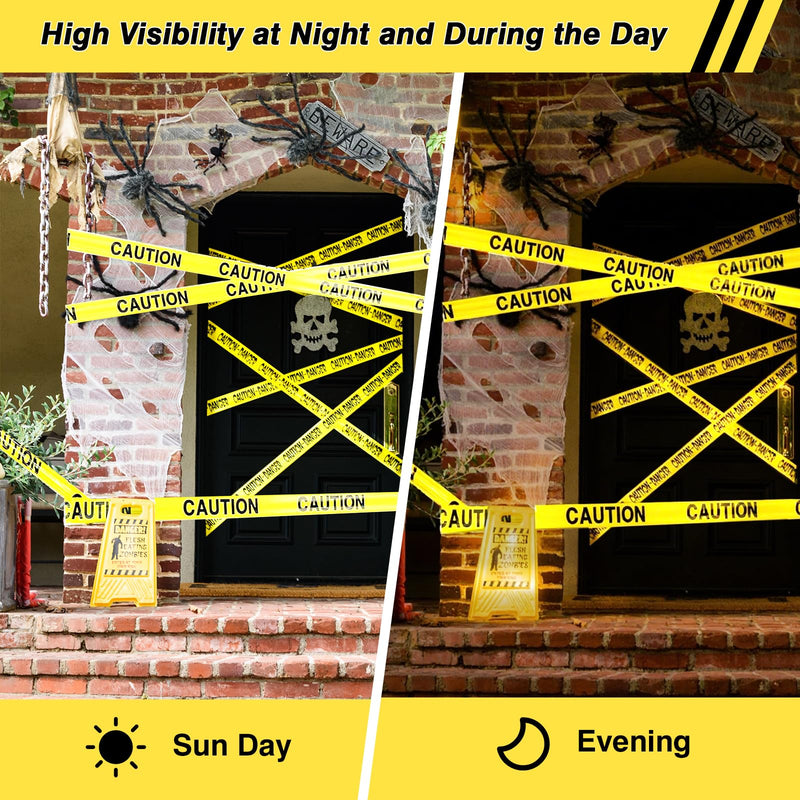 SWRT 1 Roll Premium Yellow Caution Tape, 3 Inch x 1000FT Bright Hazard Tape with Bold Black Text for Danger Zones/Sporting Events, Construction Tape for Crime Scenes/Halloween Decor 3 Inch X 1000 Feet