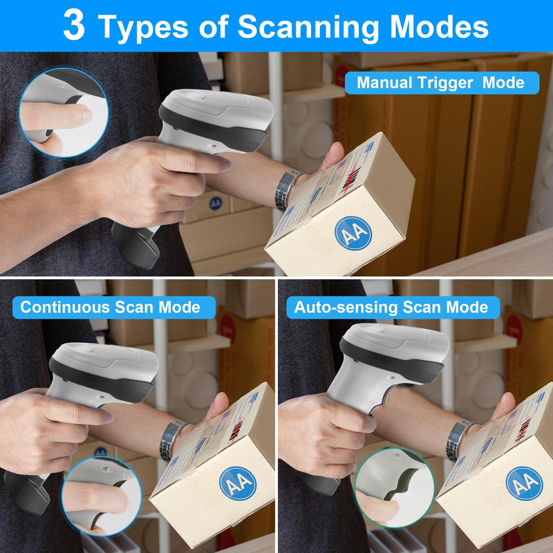 [Australia - AusPower] - Barcode Scanner Wireless, Bluetooth Barcode Reader with Stand 3 in 1 Bluetooth & 2.4G Wireless & USB Wired Connection 1D&2D&QR&PDF417 Data Matrix Handheld Bar Code Scanners 