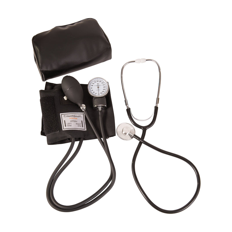 [Australia - AusPower] - MABIS Professional Aneroid Sphygmomanometer Blood Pressure Gauge, Stethoscope and Blood Pressure Cuff, With Carrying Case, Adult Cuff, Black 