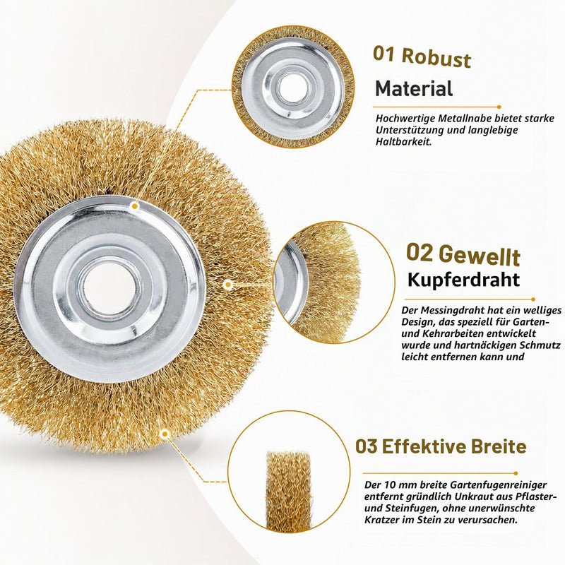 Herbst Pack of 6 Joint Brushes, 110 x 16 mm, Round Weed Brush, Compatible with Gloria | Multibrush and other wire brushes, weedbrush accessories, replacement brush 6 pieces.