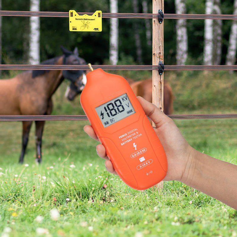 [Australia - AusPower] - Electric Fence Tester Fault Finder Digital Electric Fence Voltage Tester Max 19.9kv, Fence Voltage Tester with Large LCD Display, Grounding & 1.5V Battery Included 