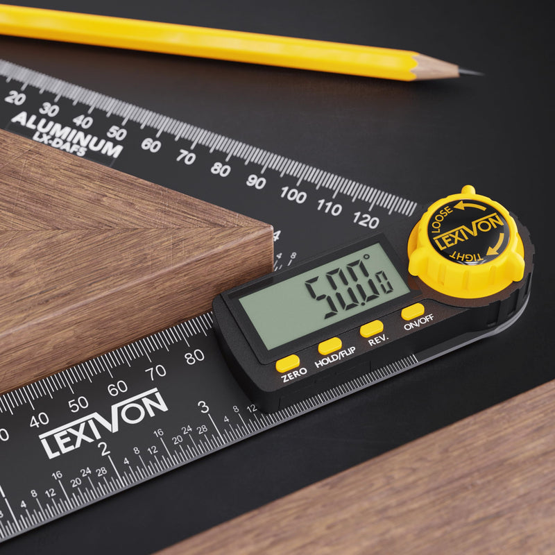 LEXIVON Digital Protractor Aluminum 130mm Digital Angle Gauge Multipurpose Angle Gauge with XL Display and Durable Zipper Pocket (LX-DAF5) Digital 130mm
