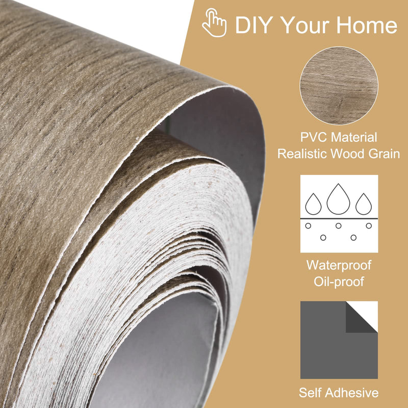 uxcell Wood Grain Tape, 4.72" x16 Ft Wall Paper Border Sticker Self-Adhesive Wood Grain Repair Patch with Scraper for Wall Corner Table Door Sofa Furniture Home Decor (Grey) 4.72"x16Ft Grey