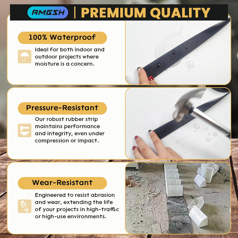 Neoprene Rubber Strip, 3" Wide * 1/8" Thick × 10 Ft Long Solid Rubber Roll for DIY Gasket, Seal Solution, Crafting, Flooring, Protection, Anti-Vibration, Anti-Slip 3“ × 1/8” × 10‘