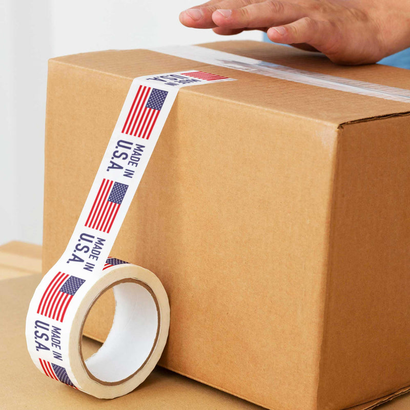 Warning Label Tape for Shipping, Caution Packaging Tape Roll for Parcel, Package, Cardboard, Boxes, HotMelt Sealing Packing Printing Tape 2" x 110 Yard (per roll) (Made in USA)