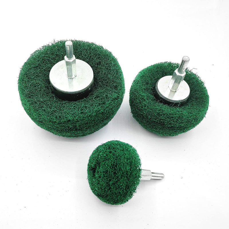 [Australia - AusPower] - 7 PCS Green Abrasive Buffing Wheels with 1/4" Shank 180 Grit Non Woven Buffing Wheels Drill Attachment Set for Polishing Mirror Stainless Steel Copper Aluminum Wood Wares 7 