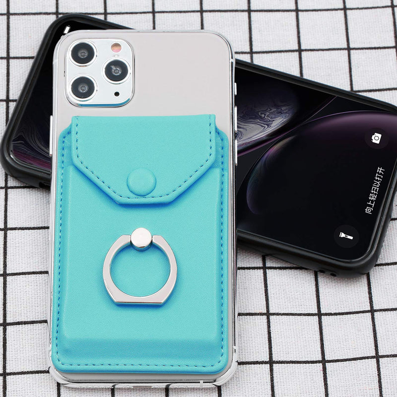 [Australia - AusPower] - Cell Phone RFID Ring Stand Stick on Wallet for Back of Phone for iPhone Android and All Smartphones Adhesive Credit Card Holder for Cell Phone-Green Green 