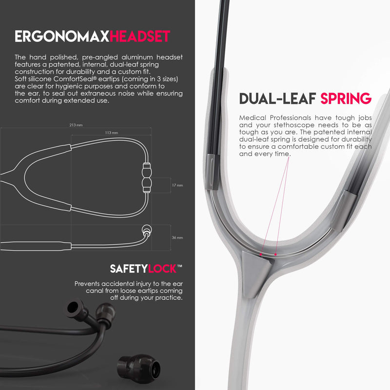 [Australia - AusPower] - MDF Instruments Acoustica Lightweight Stethoscope for Doctors, Nurses, Students, Black/White Tube + MDF LUMiNiX Illuminator Medical Professional Diagnostic Penlight 