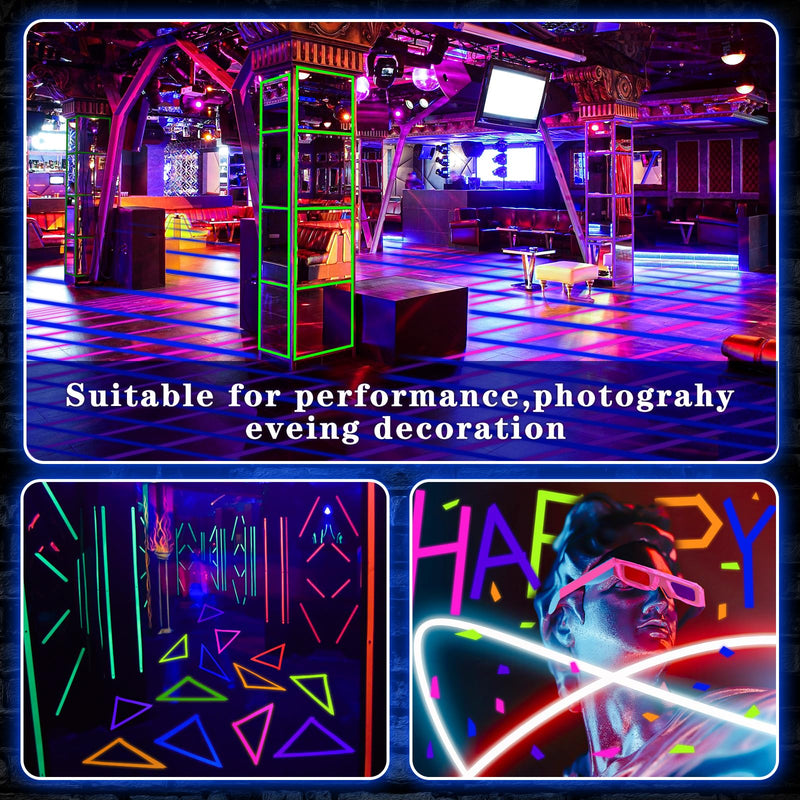 Whaline 6 Colors Neon Gaffer Cloth Tape Fluorescent Rainbow Color UV Blacklight Glow in The Dark Tapes Neon Duct Reflective Tapes for Party Supplies (2 Inch x 16.5 Ft) 2 Inch x 16.5 feet