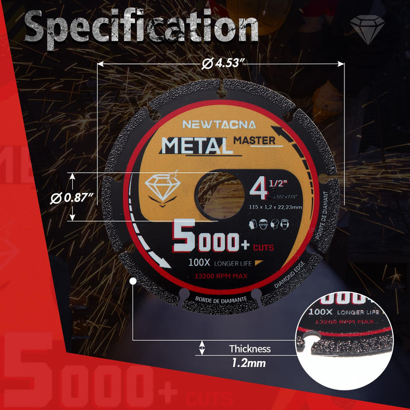 [Australia - AusPower] - 4 1/2 Cut Off Wheel Angle Grinder Cutting disc Diamond 4.5 Cut Off Wheel for Metal Cut Off Wheels 4 1/2 inch Metal Cutting Blade 3 Pack 