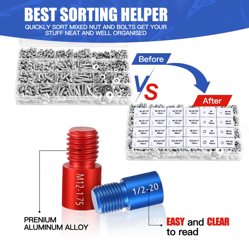 [Australia - AusPower] - Nut and Bolt Thread Checker - 26 PCS Nut and Bolt Gauges Individually Housed in Case (14 Inch & 12 Metric) Specially Suitable for Size Check on Tricky and Narrow Area 26 Gauges - 14 Inch & 12 Metric 