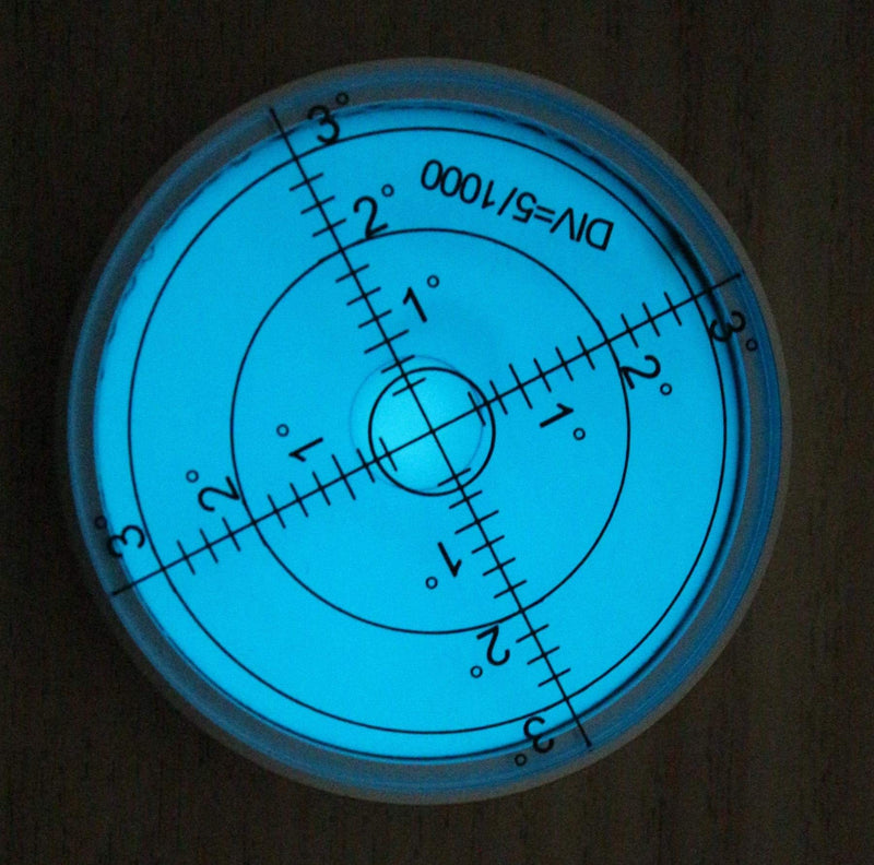 [Australia - AusPower] - Luminous Metal Large Spirit Bubble Level 60mm Diameter, (2 23/64 in), Degrees, Circular, Surface Level - Metal Housing, Bulls Eye Bullseye Blue/Silver 