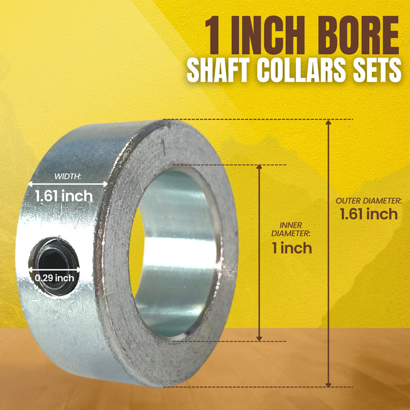 [Australia - AusPower] - (4-Pack) 1 Bore Solid Steel Shaft Collars with Zinc Plated Coating - Durable Shaft Collars Suitable for Machinery and Industrial Use 4 1" 