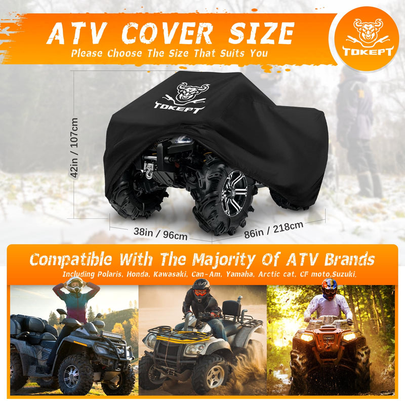 [Australia - AusPower] - ATV Cover, Heavy Duty Black Waterproof Oxford Fabric Protective 4 Wheeler Quad Cover for 86" Kawasaki Honda Polaris Yamaha (86''L x 38''W x 42''H) XXL-86''L x 38''W x 42''H 