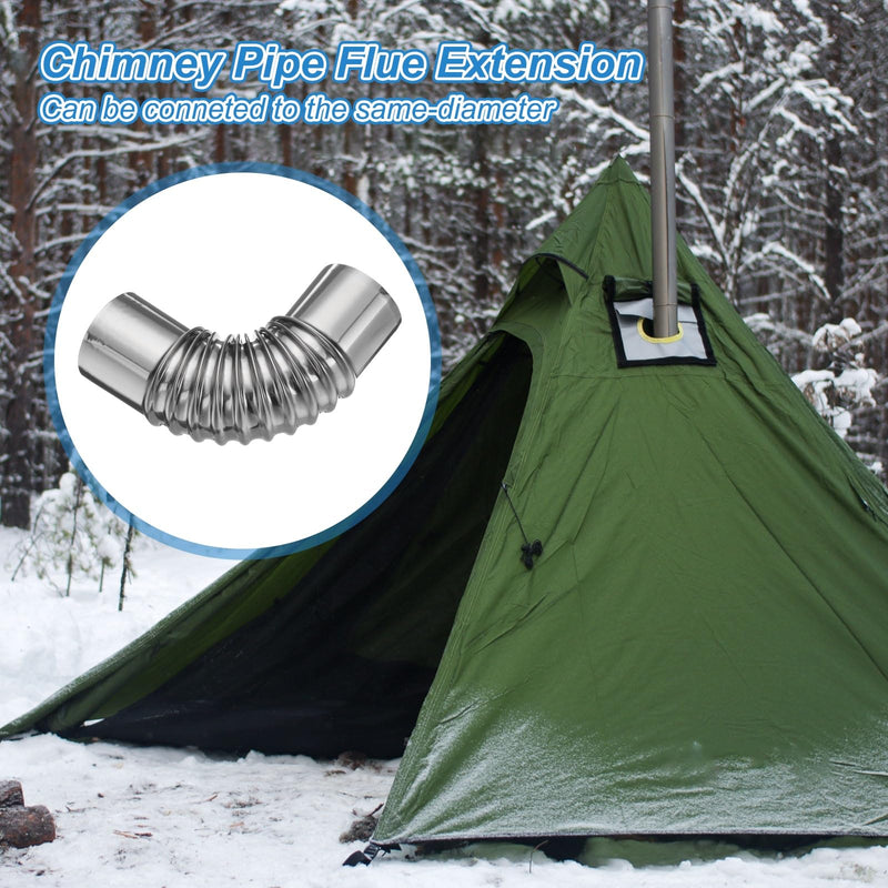 PATIKIL 50mm 90 Degree Stove Pipe, 2pcs Stainless Steel Tent Elbow Stove Chimney Pipe Flue Extension with Aluminum Foil Tape for Camping Stove Vent Water Heater Smoke Exhaust 50mm/2inch