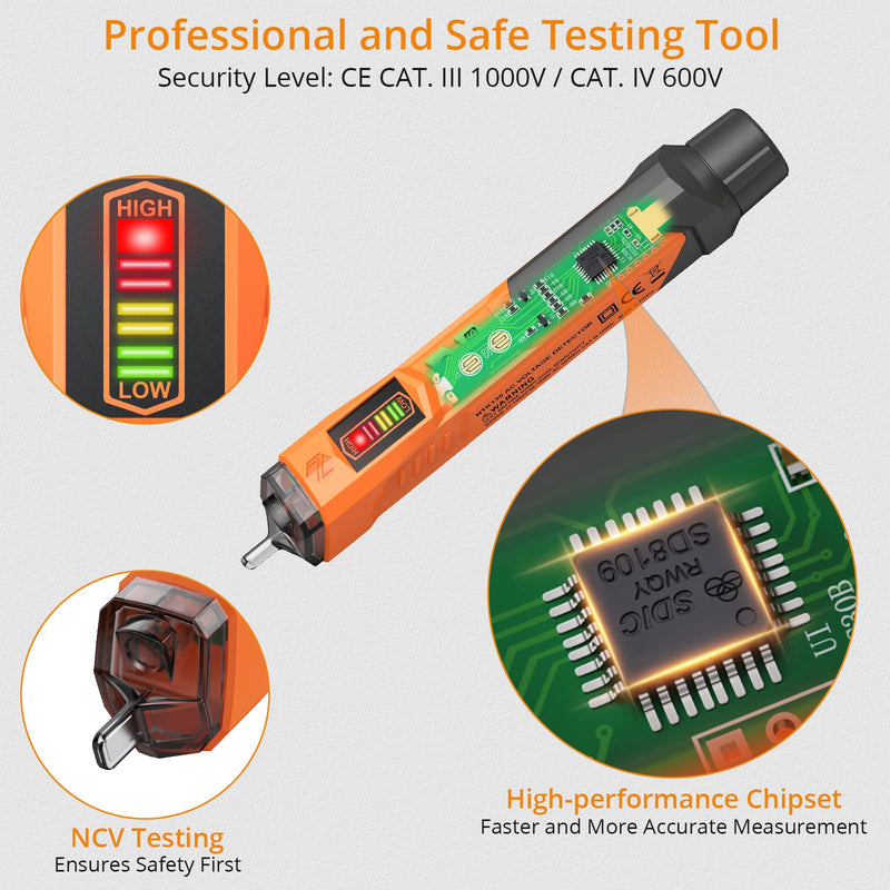 [Australia - AusPower] - Neoteck Electrical Safety Pro Kit: Auto Ranging Digital Multimeter & 12-1000V AC Voltage Tester with Continuity, Diode Test, LED Flashlight, Buzzer Alarm, Live/Null Wire Judgment 