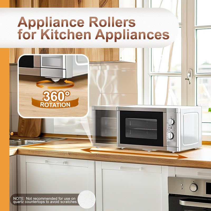 [Australia - AusPower] - 8PCS Self Adhesive Caster Wheels, Appliance Slider, 360° Rotating Mini Universal Appliance Rollers for Kitchen, Air Fryers, Coffee Makers, Trash Can, Storage Boxes and Small Furniture 