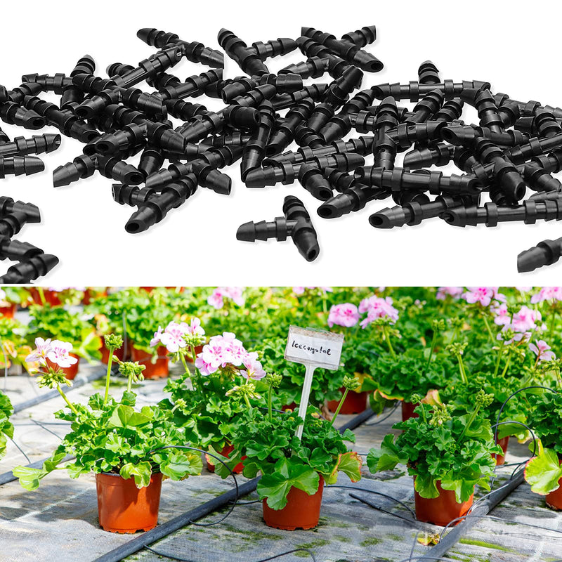 [Australia - AusPower] - 50 Pack Drip Irrigation 1/4 Barbed Tee Fittings, Barbed Connectors Fits Universal 1/4 Inch Drip Tubing, Irrigation Tee for Drip or Sprinkler System 50P-Tee 