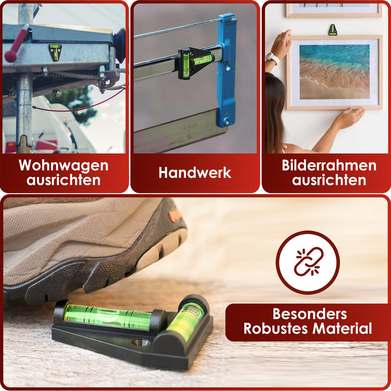 [Australia - AusPower] - WEIDEBACH® 2 x Robust Spirit Level, Small, Magnetic Mini Spirit Level, Black, Small Spirit Level, Shatterproof, Camping Spirit Level, Caravan, Cross Spirit Level 2 Stück 