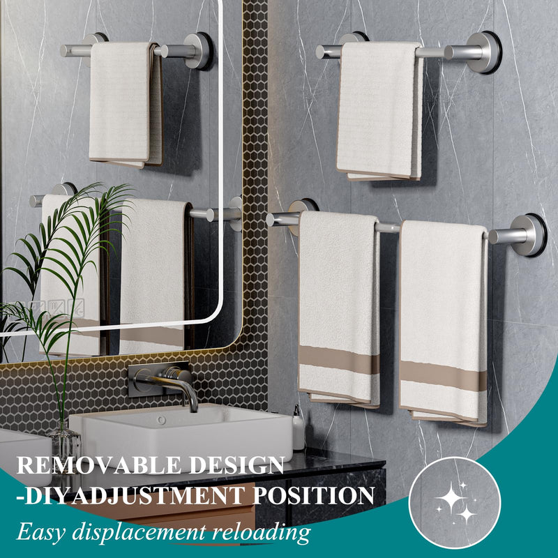 Large Towel Bar for Bathroom Wall,Adjustable 17~29 Inch Towel Racks for Bathroom Wall Mounted,Towel Holder for Glass Shower Door,Bathroom Accessories,Apparment Essentials,Home Decor-Silver(2pcs) 2pcs Silver