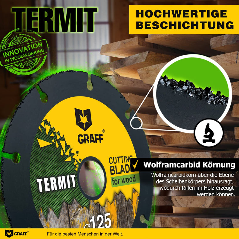 [Australia - AusPower] - Graff Termit Flex Disc for Wood 125 mm / 115 mm, Angle Grinder Wood Cutting Disc (Wood Carving Disc) for Wood Carving and Cutting Speedcutter Diameter 125 mm - wood cutting disc 