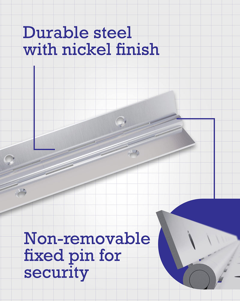 Hardware Essentials 853400 Continuous Pin 12" x 1-1/2" Stainless Steel (Pack of 2) Steel Finish 12" x 1-1/2" (Pack of 2)