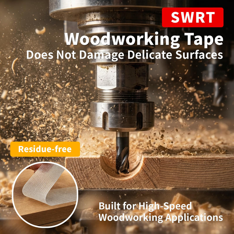 SWRT Double Sided Woodworking Tape 1 Inch x 108 FT, 3 Rolls, Removable Adhesive for Holding Wood Templates, Mounting Boards, MDF Edge Banding, Routing, and Anchoring, Clean Removal No Residue