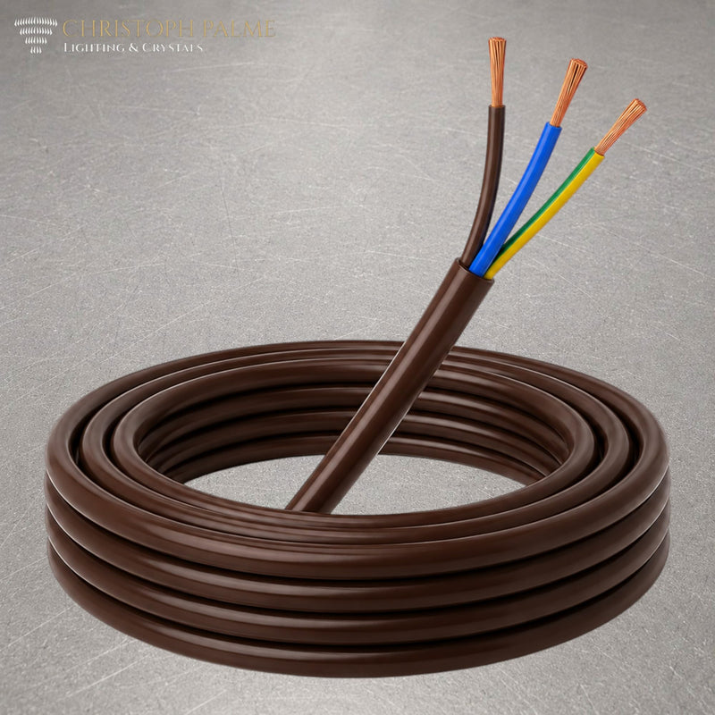 10 m Power Cable Brown 3 x 0.75 mm² 3-Core H03VV-F PVC Electrical Cable Flexible Hose Line 10 metres