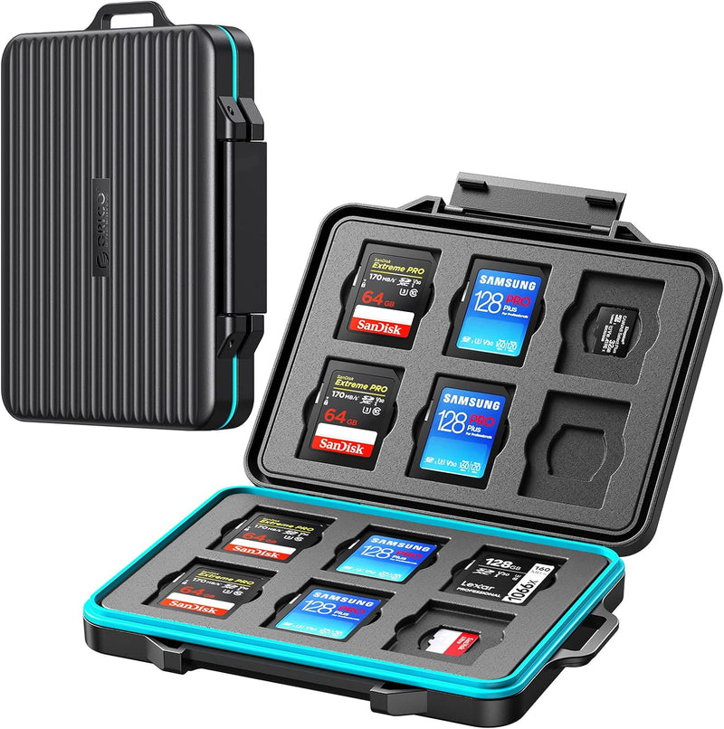 [Australia - AusPower] - 24 Slots Memory Card Case, Yottamaster SD Card Case Organizer with Index Label, Portable SD Card Holder with Carabiner for SD&TF Cards - Water Resistant Shockproof Dustproof [B7-3] For 12 SD & 12 TF 