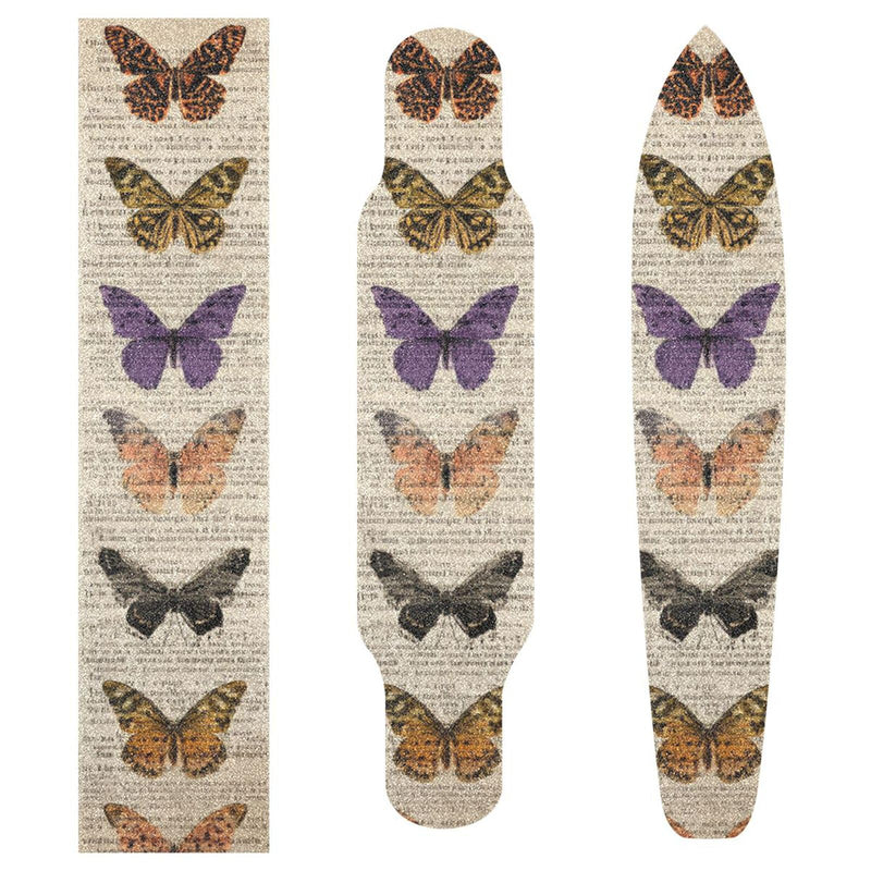 Skateboard Grip Tape Sheet 33.1 x 9.1 Inch Longboard Grip Tape Griptape Skateboard Scooter Sandpaper Griptape Beige Vintage Butterflies