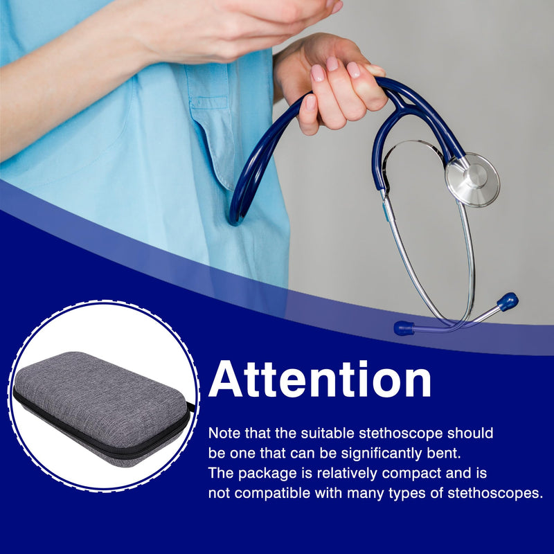[Australia - AusPower] - Gray Professional Stethoscope Case & Storage Bag, Durable EVA Medical Protective Case for Doctors, Nurses, and Home Use (Compact Design, Shock-proof, 7.48 x 3.94 inches) 