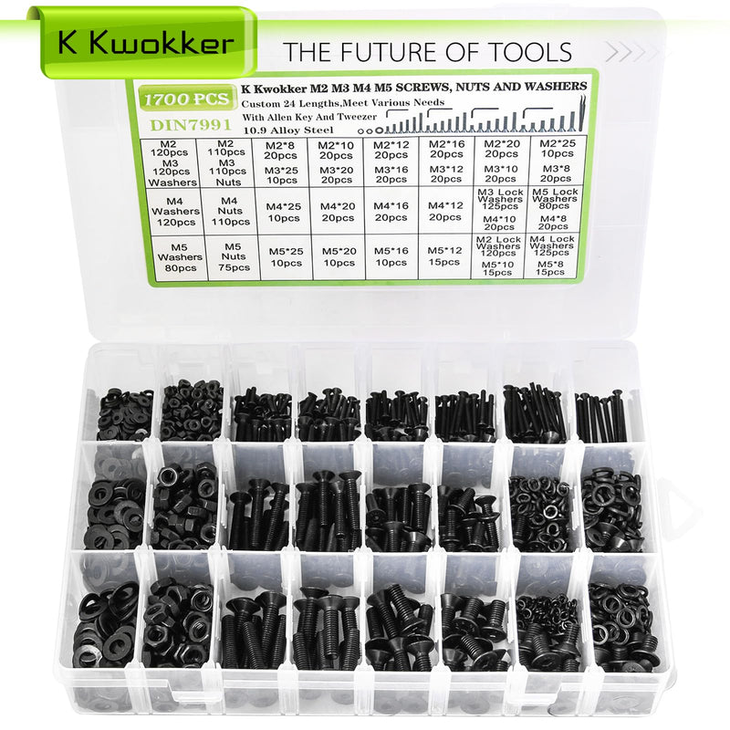 [Australia - AusPower] - M2 M3 M4 M5 Hex Socket Screws Set and M2 M3 M4 M5 Hex Flat Bolt Kit 