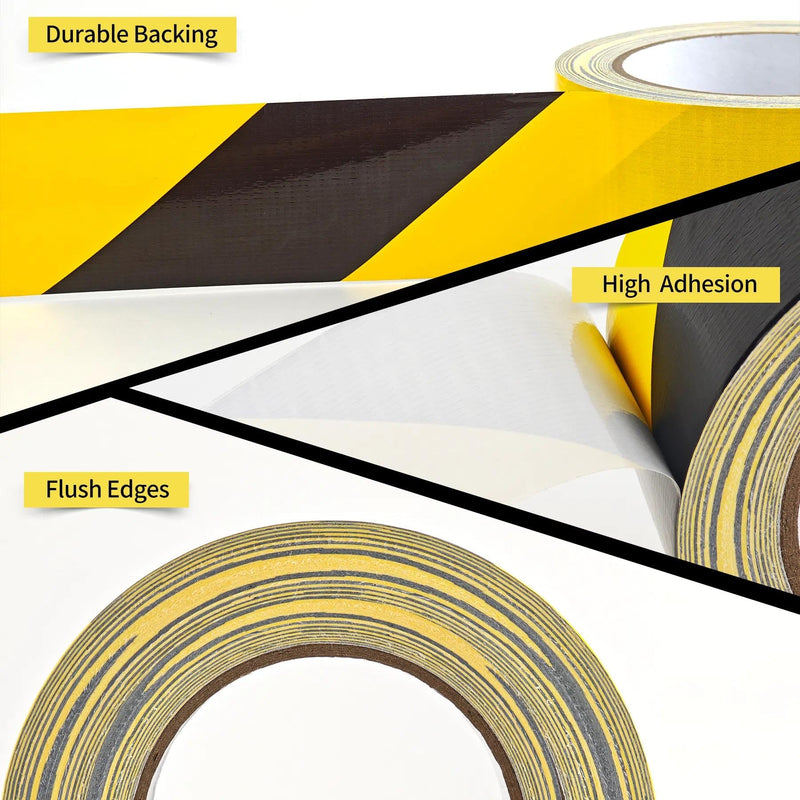 Black and Yellow Warning Tape Hazard Safety Tape for Floor,Construction,Gym,Outdoor,Pavement Marking,Parking,Warehouse,Mini Caution
