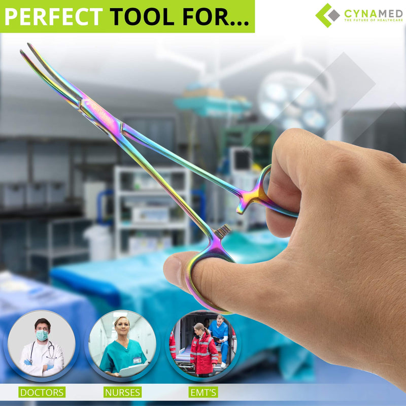 [Australia - AusPower] - Cynamed Set of 2 Artzone Multi Color Hemostat Forceps with Serrated Jaws, Stainless Steel Rainbow Pliers - 3.5 inch X-Small Forceps - 3.5 in. 