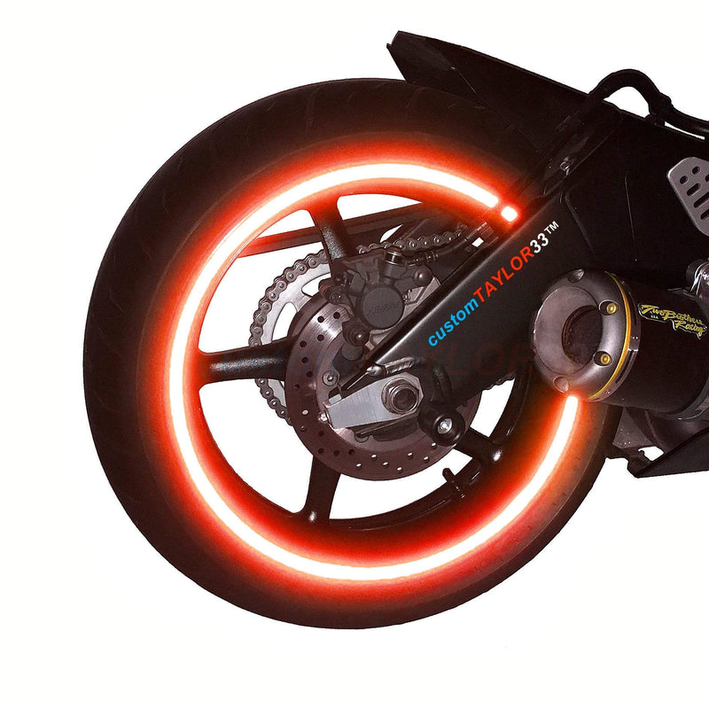 customTAYLOR33 (All Vehicles Red High Intensity Grade Reflective Copyrighted Safety Rim Tapes (Must Select Your Rim Size), 17" (Rim Size for Most SportsBikes) 17" (Rim Size for Most SportsBikes)