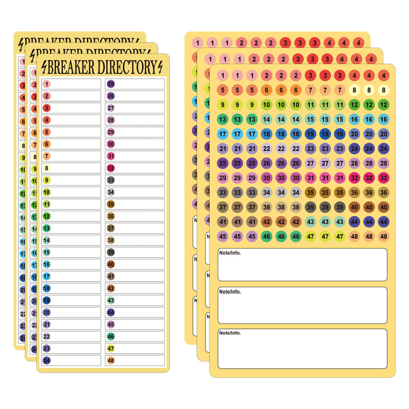 6 Sheets Breaker Panel Labels Electrical Box Sticker Numbers Breaker Panel Labels - Breaker Catalog Stickers Marker Sign for Electrical Panel House or Commercial Use