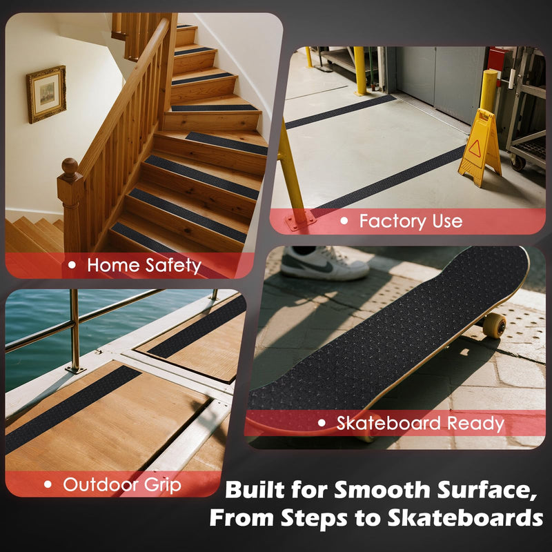 S&X Patterned Anti Slip Tape – 2 Inch x 60 Ft, Black Non Slip Grip Tape with Decorative Grit Surface for Stairs, Floors, and Ramps – Waterproof, Heavy Duty 2" x 60'