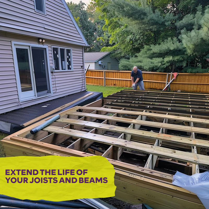 ATack Joist Tape for Decking 2 Inch x 50ft Waterproof, Non-Shrinking Deck Joist Tape 2 Inch - High Tack Butyl Flashing Sealant for Year-Round Protection on Wood, Metal, Composite, Roof Beams 2 Inch x 50 Feet Black