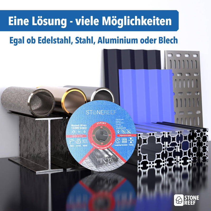 Cutting Discs 125 mm Metal 1 mm Set of 25 Flex Discs Extra Thin | 25 discs in stock - 125 x 1.0 x 22.23 mm for all standard angle grinders Cutting disc set