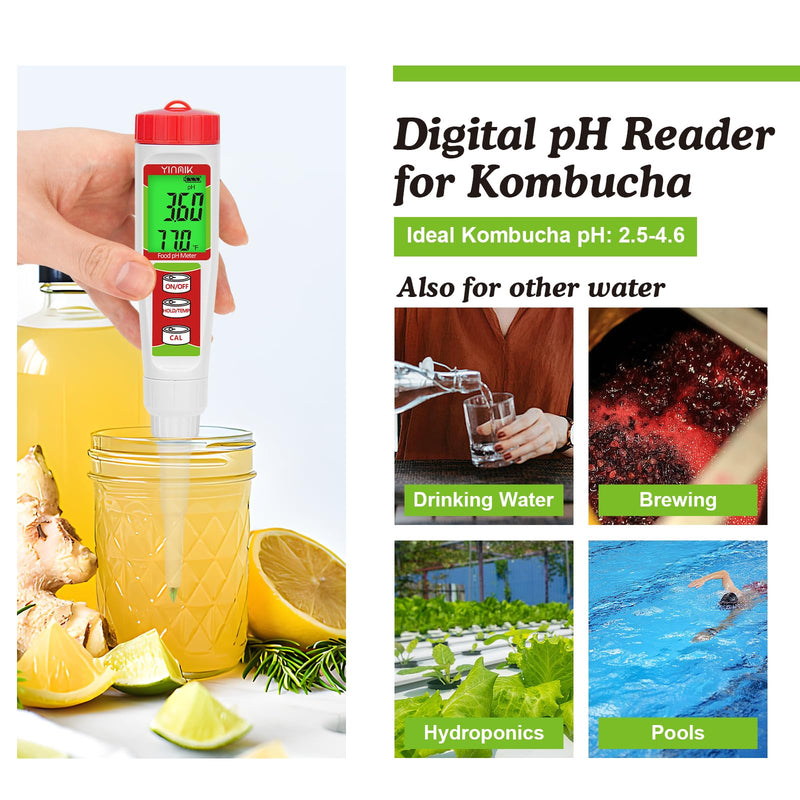 [Australia - AusPower] - YINMIK Food pH Tetser with pH Clibration Solution and pH Storage Solution 