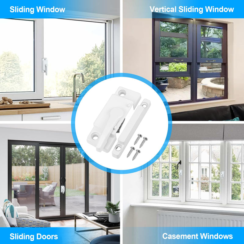 10 Pack Window Latch, White Sash Window Locks Window Latches Tilt Window Latch Cam Action Security Window Locks Replacement Window Locks for Horizontal Sliding Windows Double Hung White-10Pack