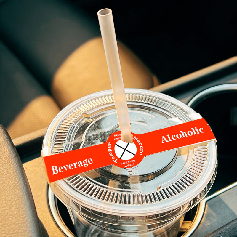 Alcohol to-Go Drink Straw Tamper Proof Stickers 500 Pcs Alcoholic Beverage Lid Stickers - 1 x 9 inch Safe Secure Tamper Evident Safety Seals Sticker for Alcohol Cups Drink Lids