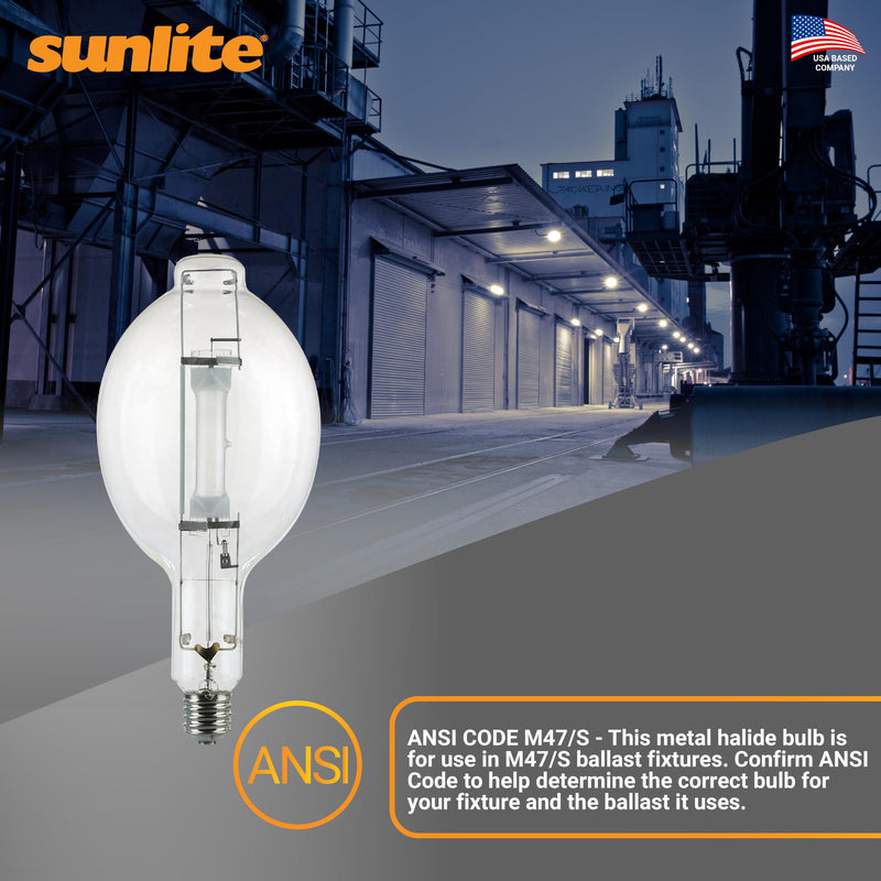 Sunlite 03681-SU MH1000/U/BT56 M47/S Metal Halide Lamp, 1000 Watts, Mogul Base (E39), BT56, 12,000 Hours Life, 110,000 Lumen, Clear Finish, 4000K 1 Count (Pack of 1)