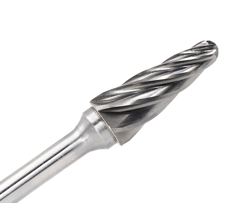 Carbide Burr SL-4NF Aluminum Cut Carbide Cutter Burrs File(1/2 Inch Head Dia X 1-1/8 Inch Cutter Length) 1/4"(6mm) Shank Taper Shape with Radius End for Rotary Die Grinder,1pcs