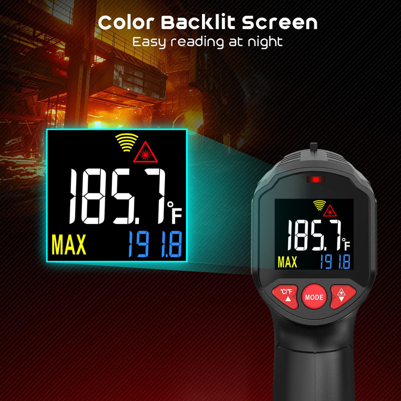 [Australia - AusPower] - SQECH Infrared Thermometer Gun, SIT600 Laser Thermometer Gun -58℉～1112℉,Non-Contact Temperature Gun with Adjustable Emissivity&Color Backlight for Cooking, Pizza Oven,BBQ,Fridge,Engine,HVAC 
