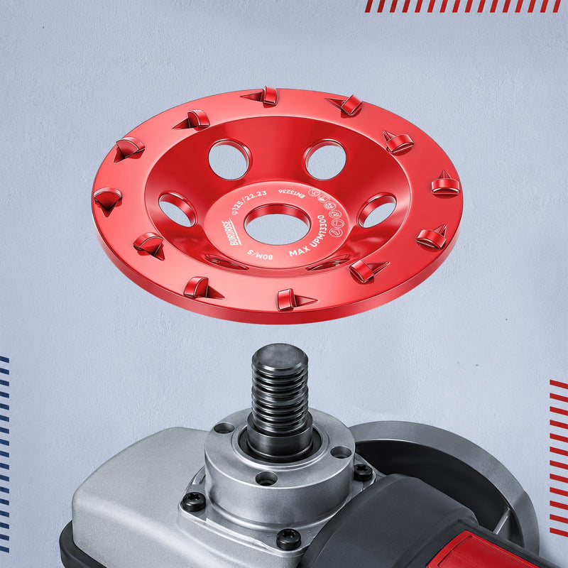 PCD Diamond Cup Wheel 125 mm, Diamond Cup Wheel with 12 Segments Grinding Wheel, Diamond Grinder for Concrete, Epoxy Resin Coatings, Paint Coatings, Angle Grinder Cup Wheel