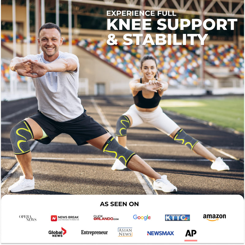 [Australia - AusPower] - MODVEL Knee Braces for Knee Pain Women & Men - 2 Pack Knee Brace for Knee Pain Set, Knee Brace Compression Sleeve, Knee Braces for Knee Pain Meniscus Tear, ACL & Arthritis Pain Relief - Knee Sleeves XXX-Large Yellow 